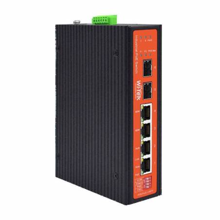 (WITEK-0019) 4GE+2SFP Fiber Uplink Industrial PoE Switch with 4Port PoE