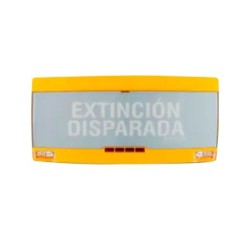 Letrero luminoso interior amarillo de extinción