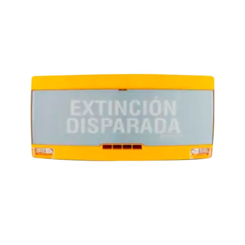Letrero luminoso interior amarillo de extinción