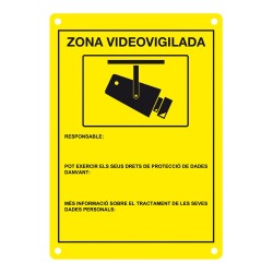 PLACA AMARILLA SERIGRAFIA CCTV. IDIOMA CATALÁN